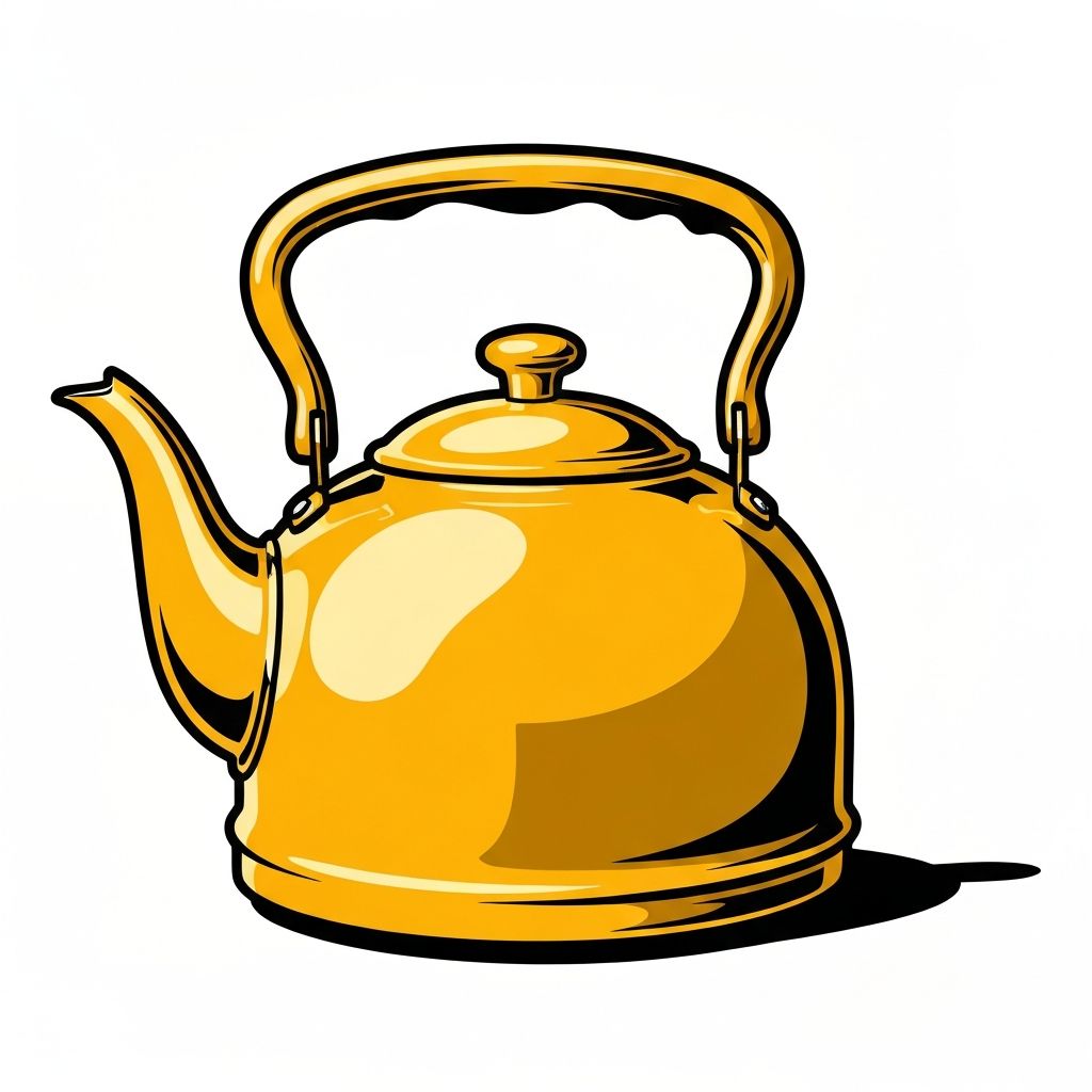 Yellow retro kitchen kettle